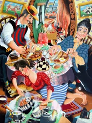 Mr. Beynon der Metzger, seine Frau Mrs. Beynon und Lilly der Schatz